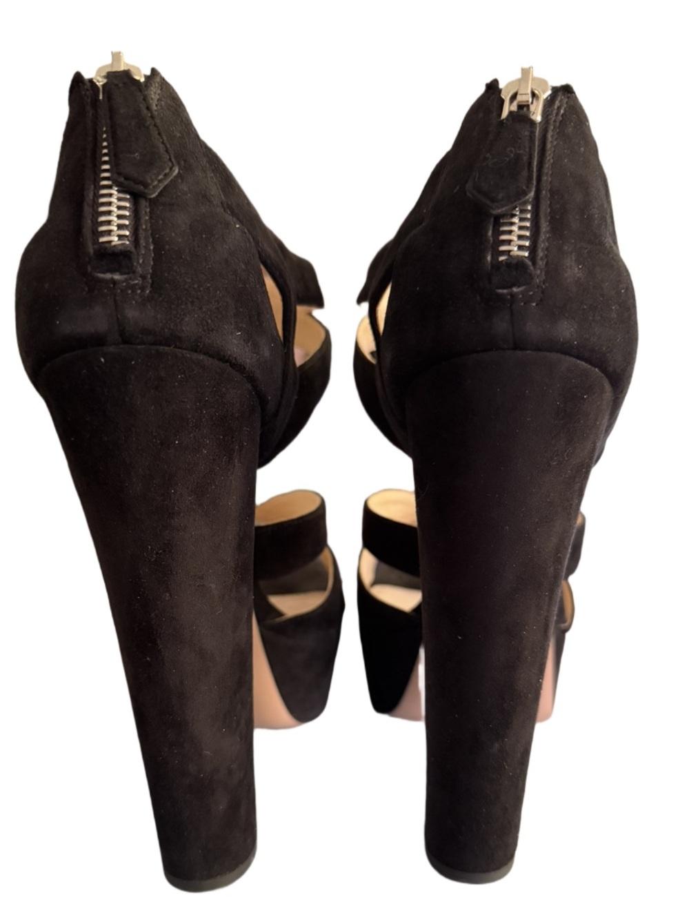 Prada Black Suede Crisscross Platform Chunky Block Hill Women’s Size 39 - Picture 4 of 9